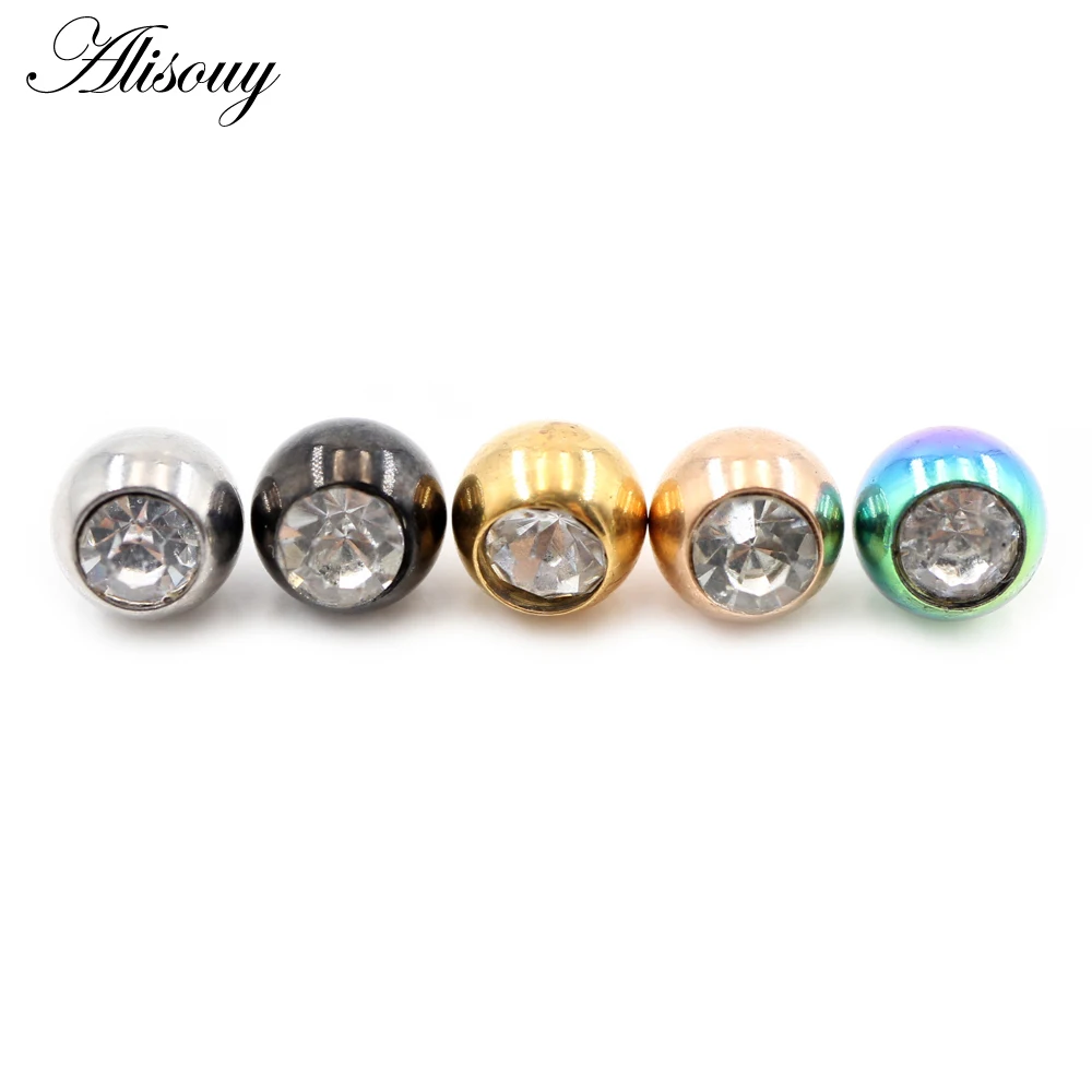 Body Jewelry Replacement Ball - 2 Pieces 14G/16G Zircon Stainless Steel