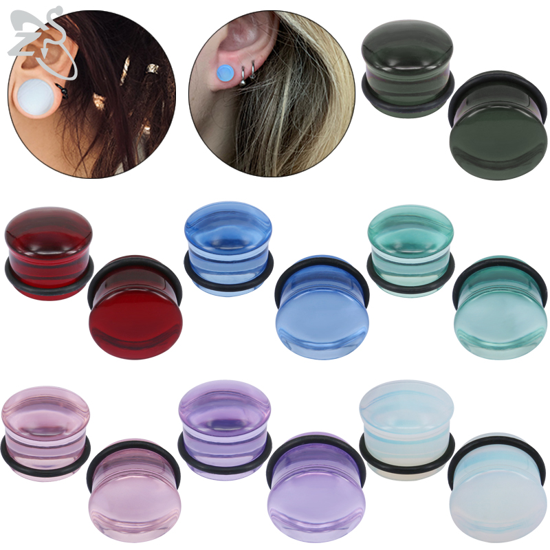 Body Jewelry Ear Gauges - ZS 2pcs/lot Glass Ear Plug And