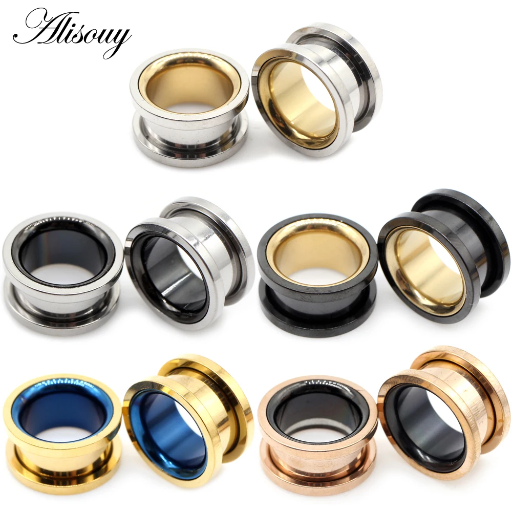 Body Jewelry Ear Gauges - Alisouy 2 Pieces 6-30mm Stainless Steel