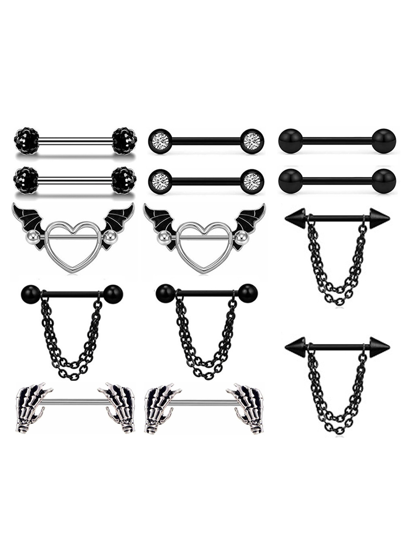 Body Jewelry Changing Kit - 2pcs Stainless Steel 14G Black Angel