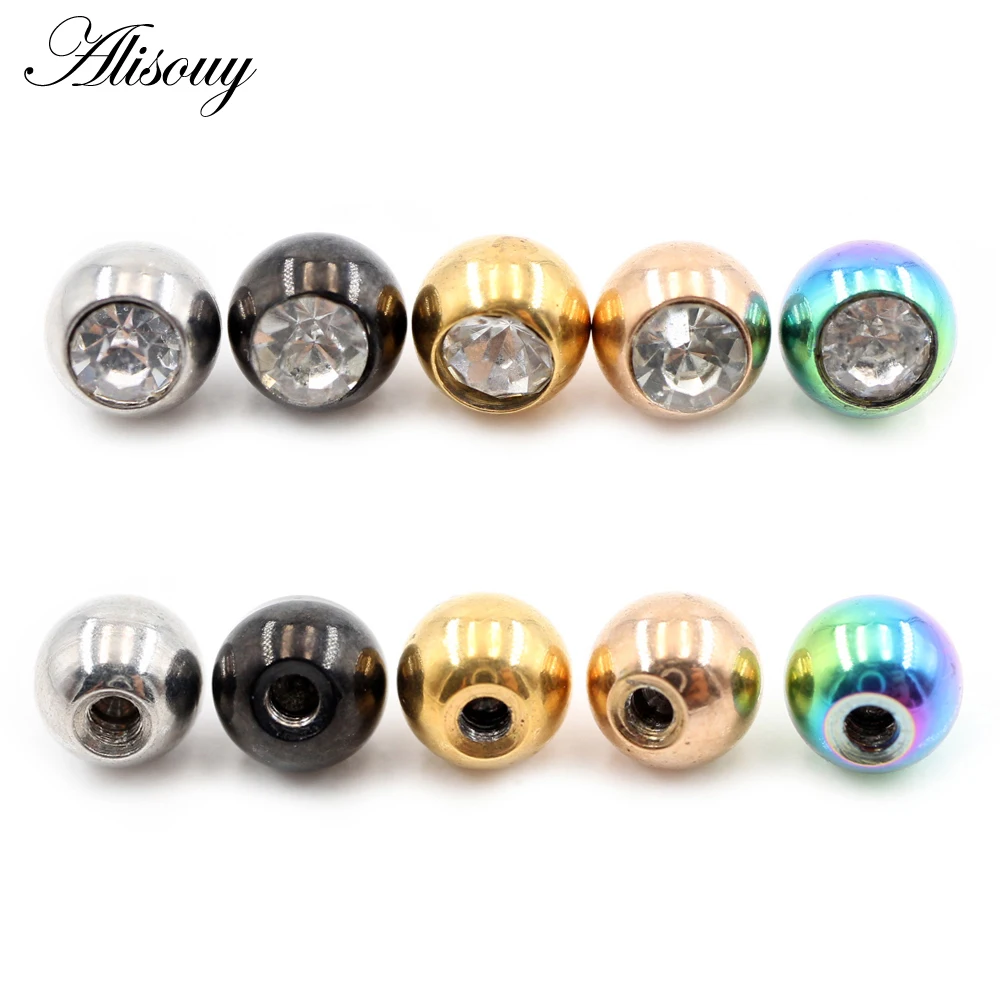 2 Pieces 14G/16G Zircon Stainl - Body Jewelry Replacement Ball ulasan dan harga