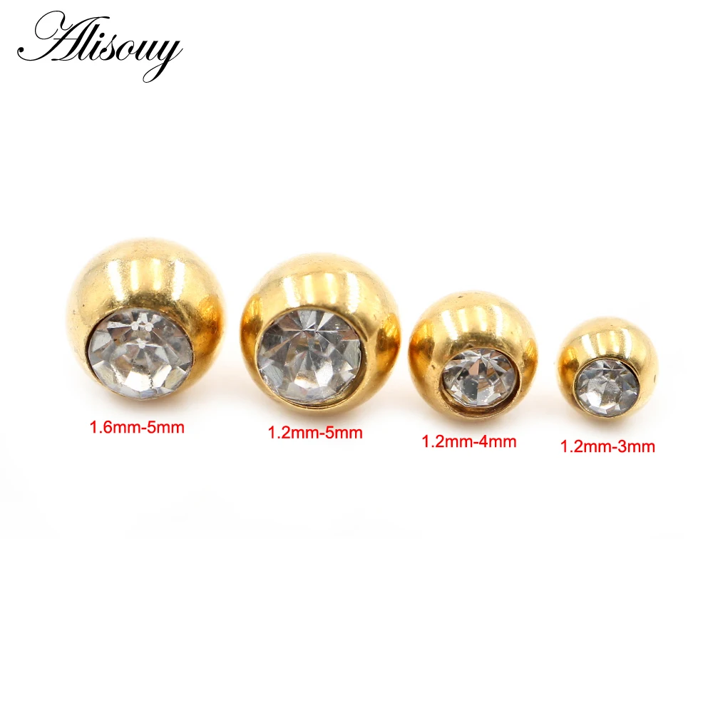 2 Pieces 14G/16G Zircon Stainl - Body Jewelry Replacement Ball ulasan dan harga
