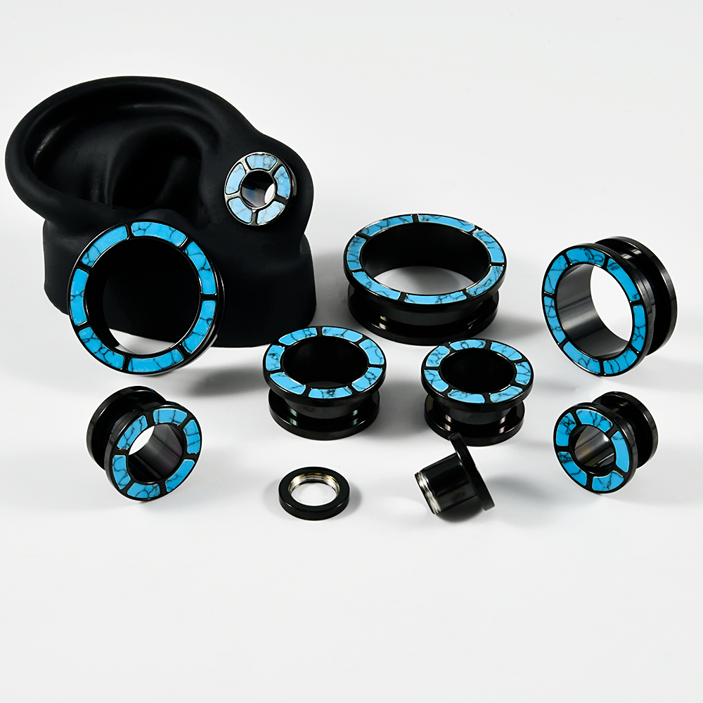 Pair Double Color Screw Ear Ga - Body Jewelry Ear Gauges ulasan dan harga
