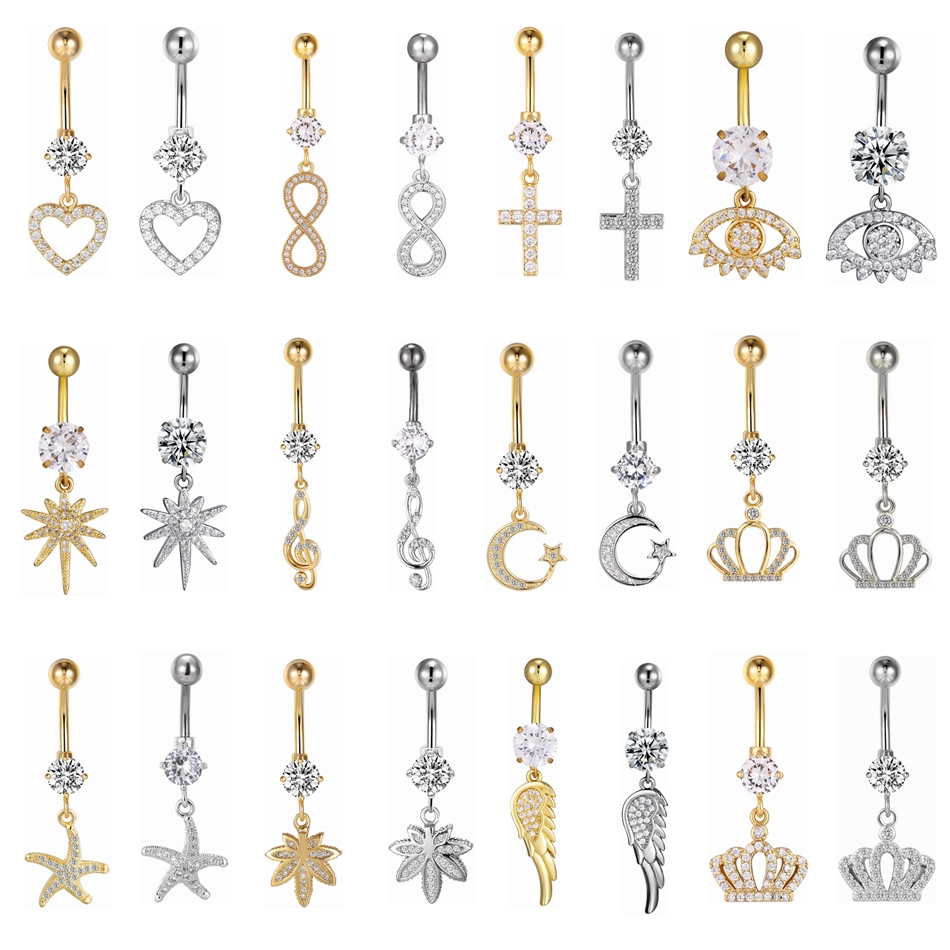 Dangle Belly Button Ring Heart - Belly Bar Titanium ulasan dan harga