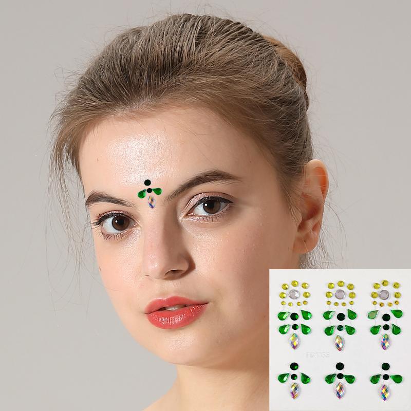 3D Eye Face Rhinestone Sticker - Body Jewelry Stickers ulasan dan harga