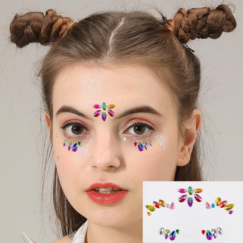 3D Eye Face Rhinestone Sticker - Body Jewelry Stickers ulasan dan harga