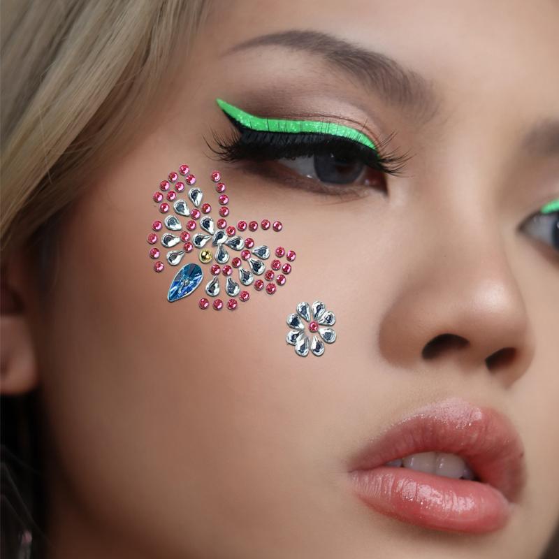 3D Eye Face Rhinestone Sticker - Body Jewelry Stickers ulasan dan harga