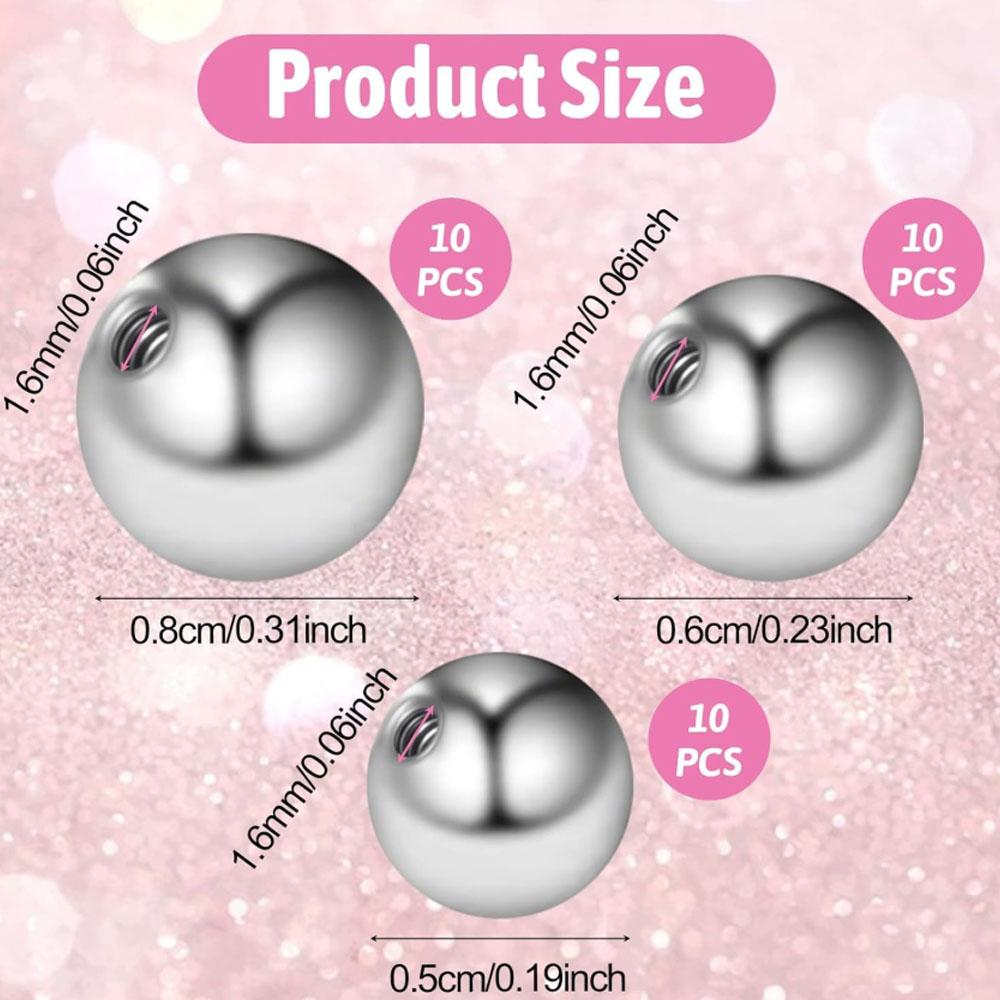 10/30Pcs Set Replacement Balls - Body Jewelry Replacement Ball ulasan dan harga