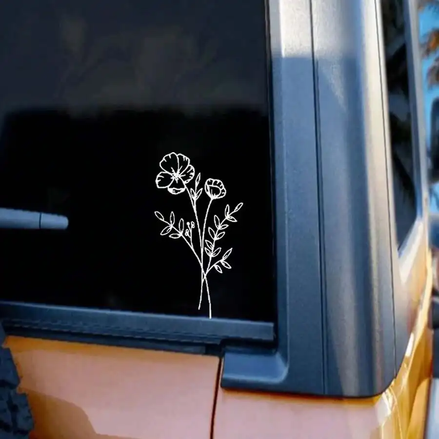 1pc Wild Flower Car Sticker, S - Body Jewelry Stickers ulasan dan harga