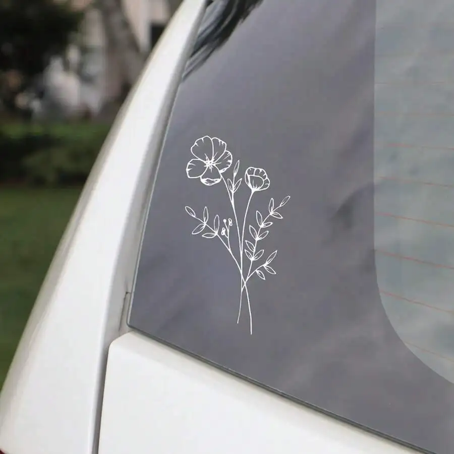 1pc Wild Flower Car Sticker, S - Body Jewelry Stickers ulasan dan harga
