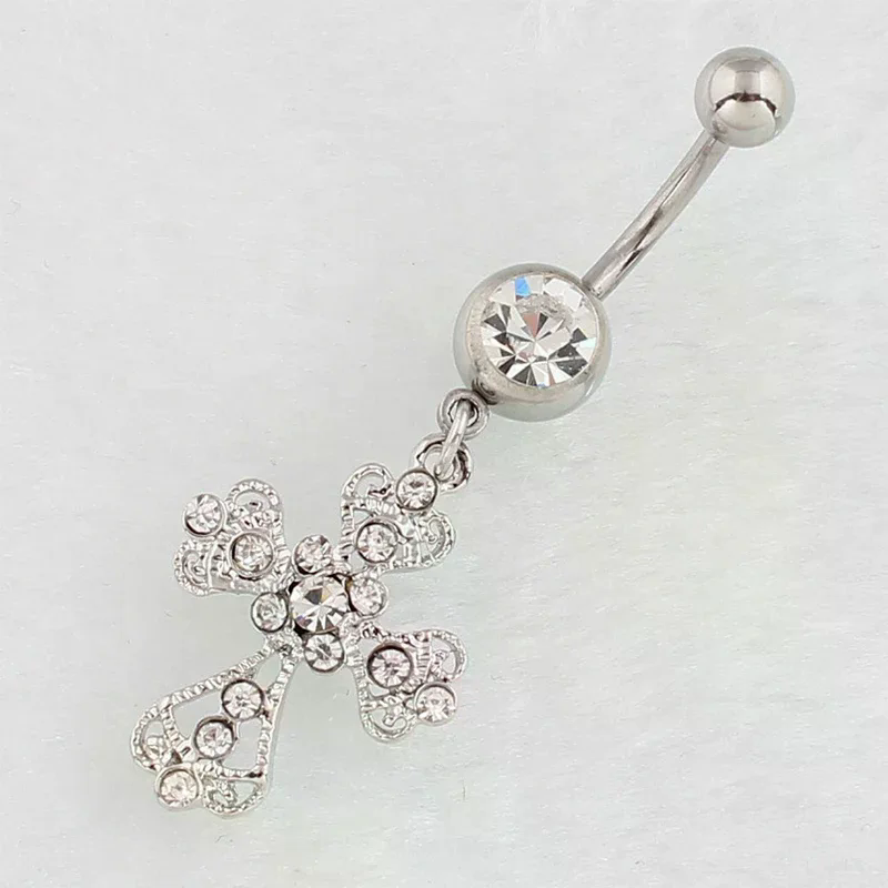 Stainless Steel Cross Pendant  - Belly Bar Titanium ulasan dan harga
