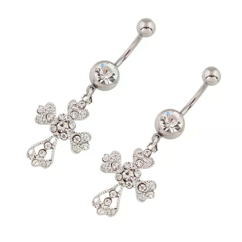 Stainless Steel Cross Pendant  - Belly Bar Titanium ulasan dan harga