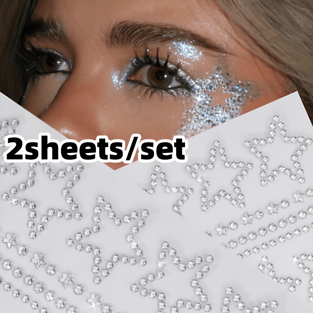 1/2 Sheets Star Rhinestone Sti - Body Jewelry Stickers ulasan dan harga