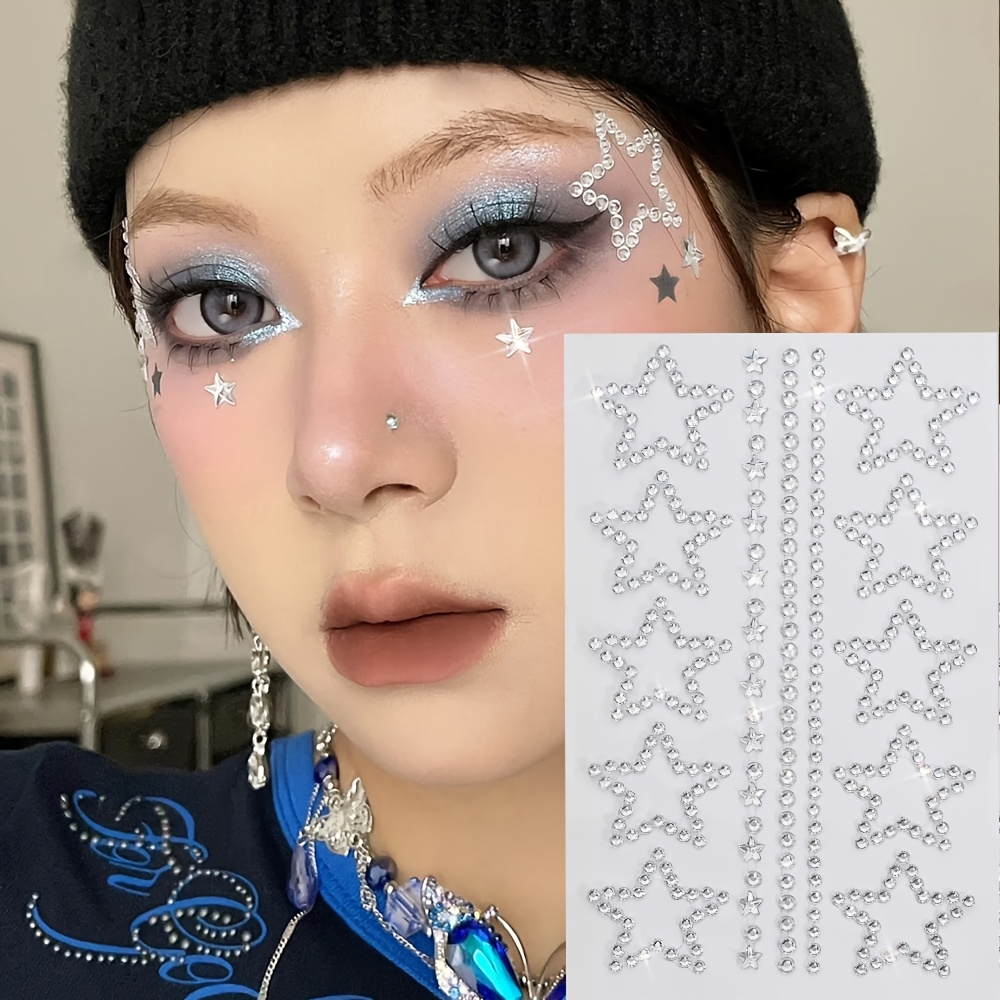 1/2 Sheets Star Rhinestone Sti - Body Jewelry Stickers ulasan dan harga