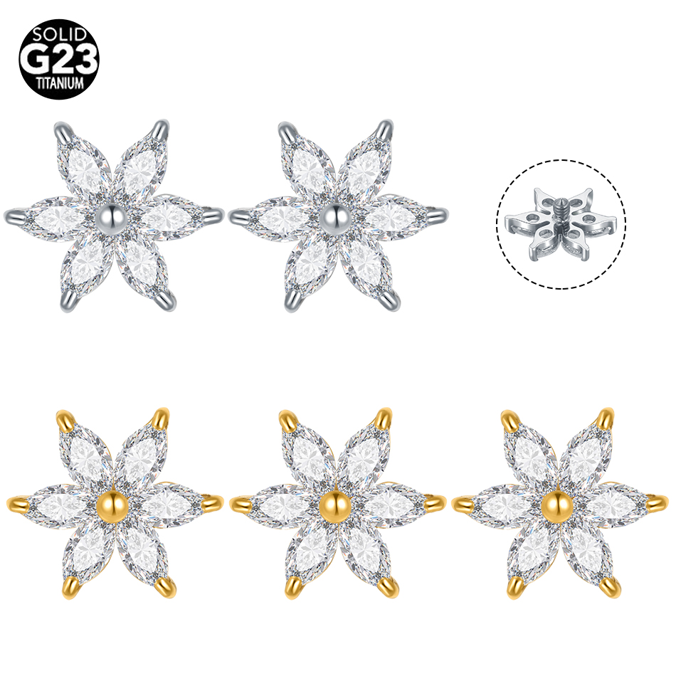 1/5PCS Titanium Crystal Flower - Belly Bar Titanium ulasan dan harga