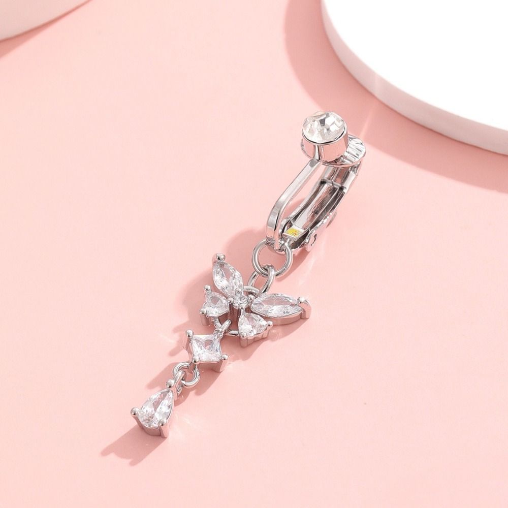 Butterfly Design Clip on Belly - Body Jewelry Materials ulasan dan harga