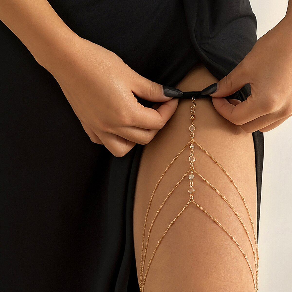 Boho Elastic Band Crystal Leg  - Body Jewelry Thigh Chain ulasan dan harga