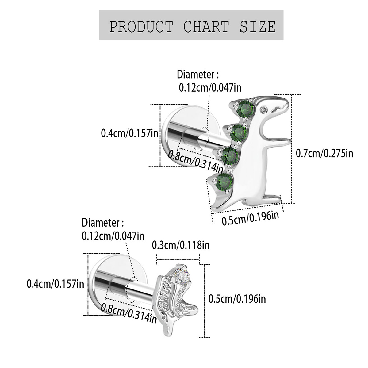 A Cute Dinosaur Lip Stud Ear S - Body Jewelry Changing Kit ulasan dan harga
