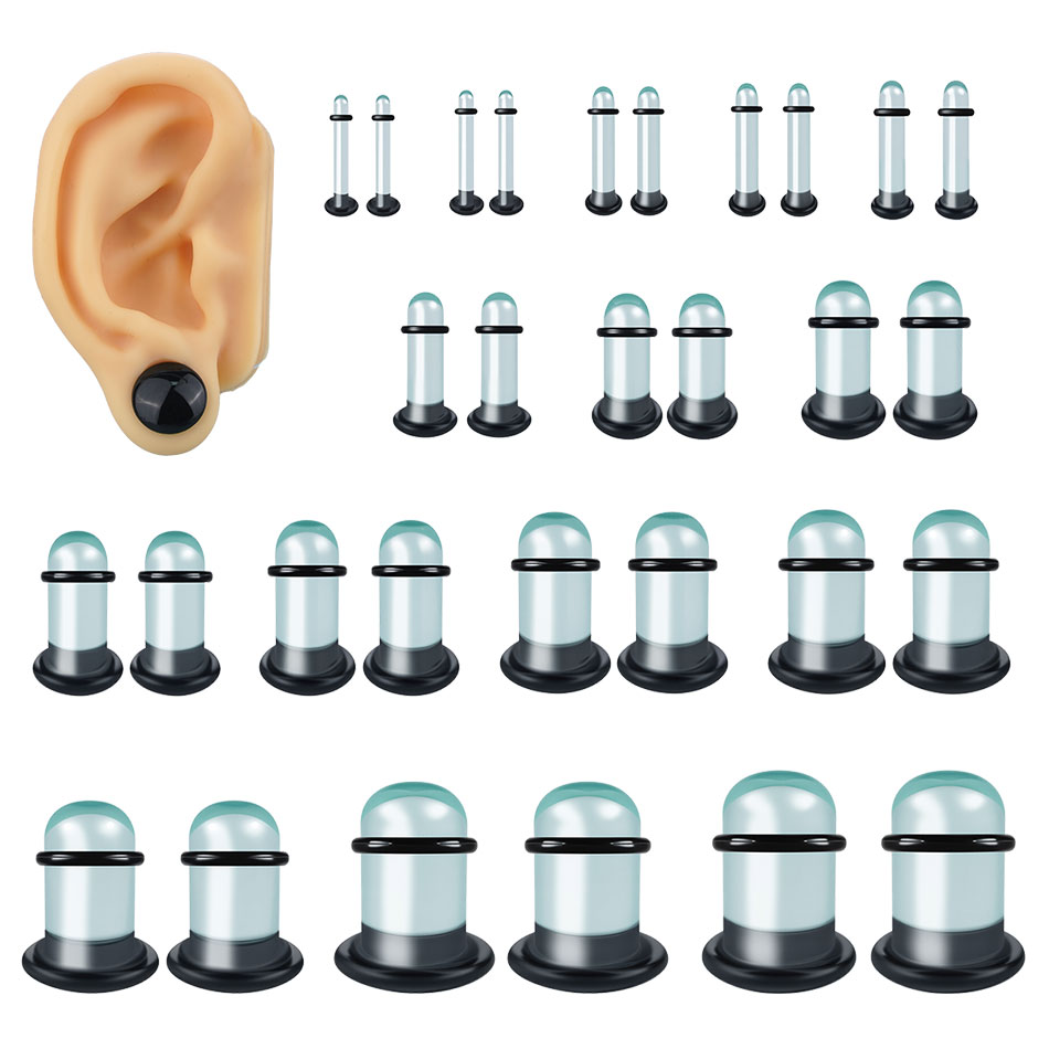 2pcs Glass Ear Gauges Stretchi - Body Jewelry Ear Gauges ulasan dan harga