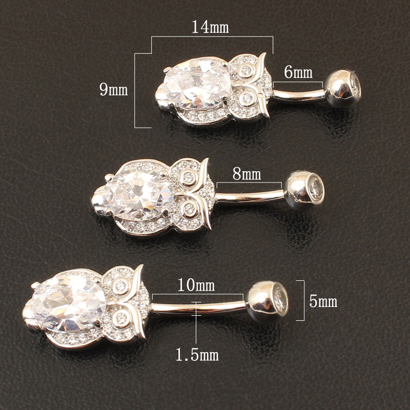 Belly button ring real 925 ste - Body Jewelry Materials ulasan dan harga