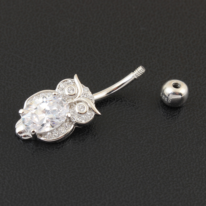Belly button ring real 925 ste - Body Jewelry Materials ulasan dan harga