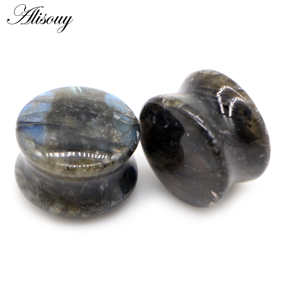 Alisouy 2pcs Labradorite Glow  - Body Jewelry Ear Gauges ulasan dan harga