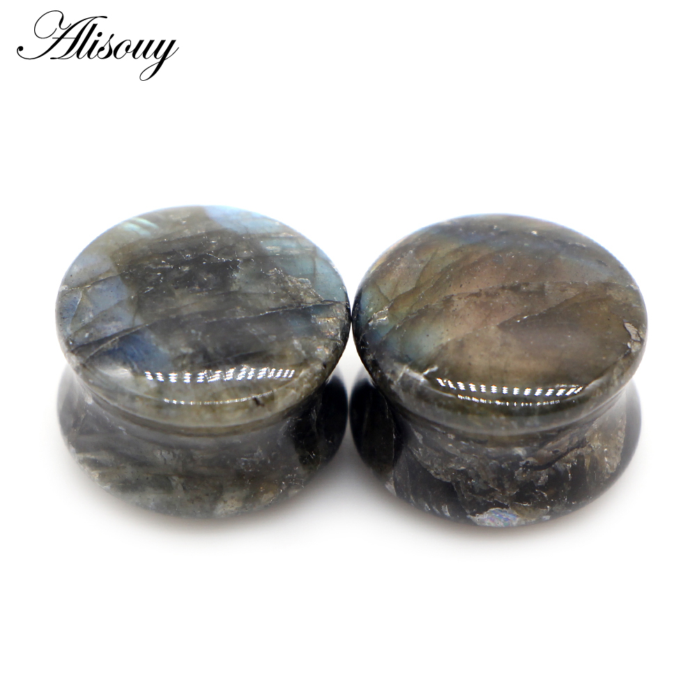 Alisouy 2pcs Labradorite Glow  - Body Jewelry Ear Gauges ulasan dan harga
