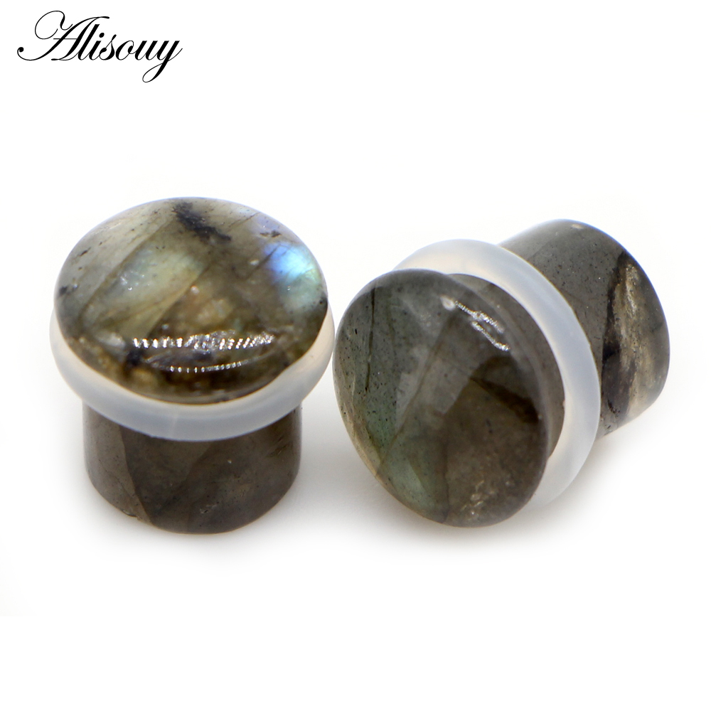 Alisouy 2pcs Labradorite Glow  - Body Jewelry Ear Gauges ulasan dan harga