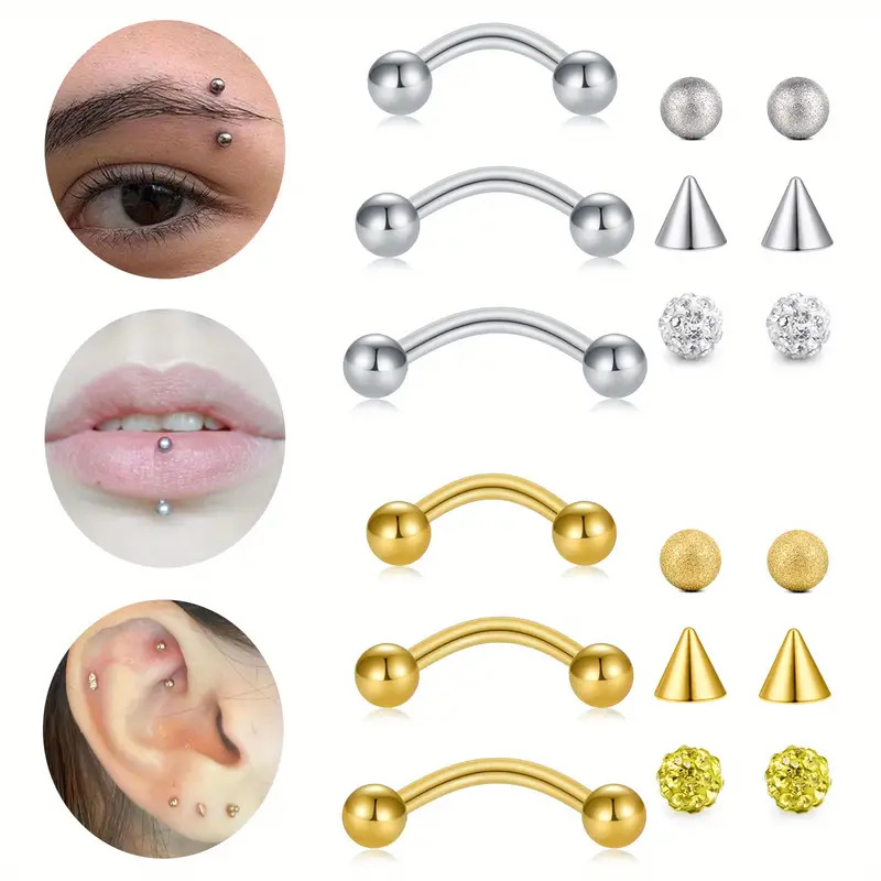 3pcs 16G Stainless Steel Curve - Body Jewelry Replacement Ball ulasan dan harga