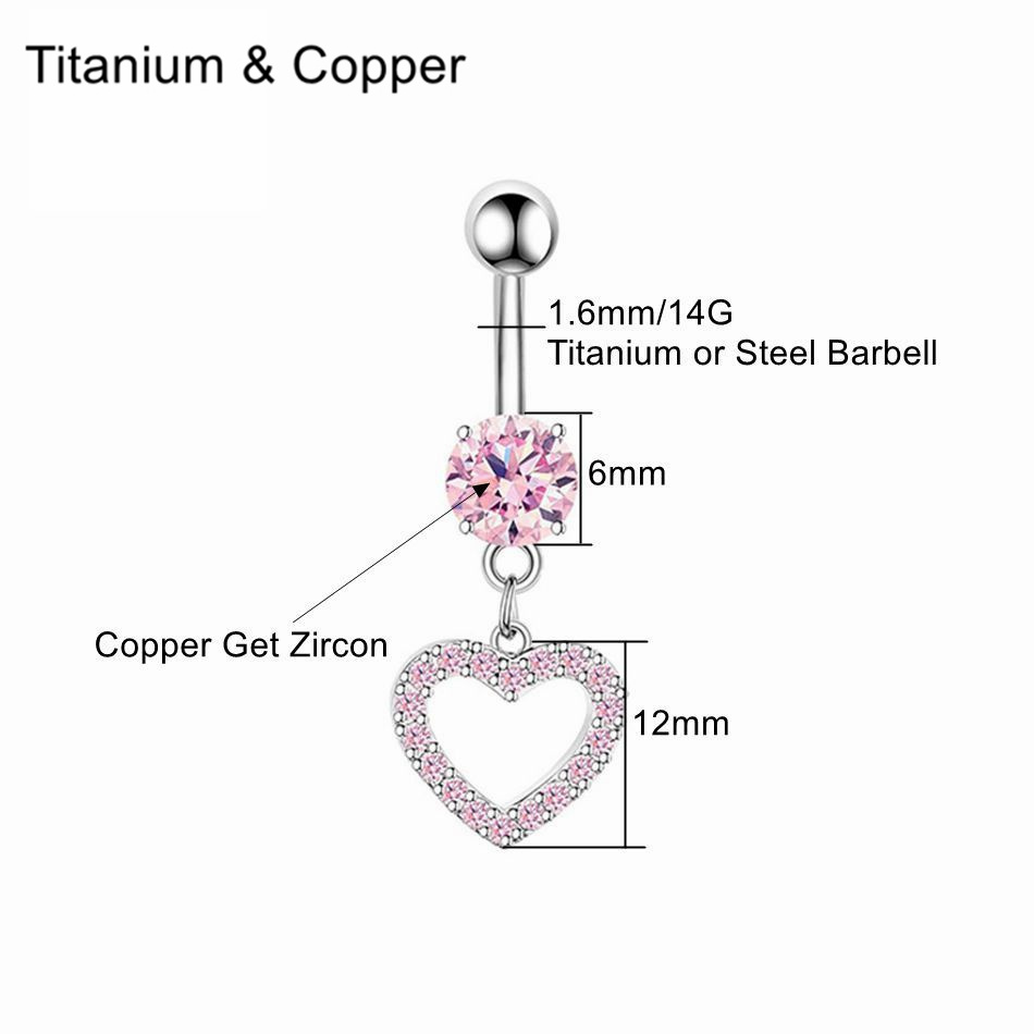 Pink CZ Belly Button Rings Dan - Belly Bar Titanium ulasan dan harga