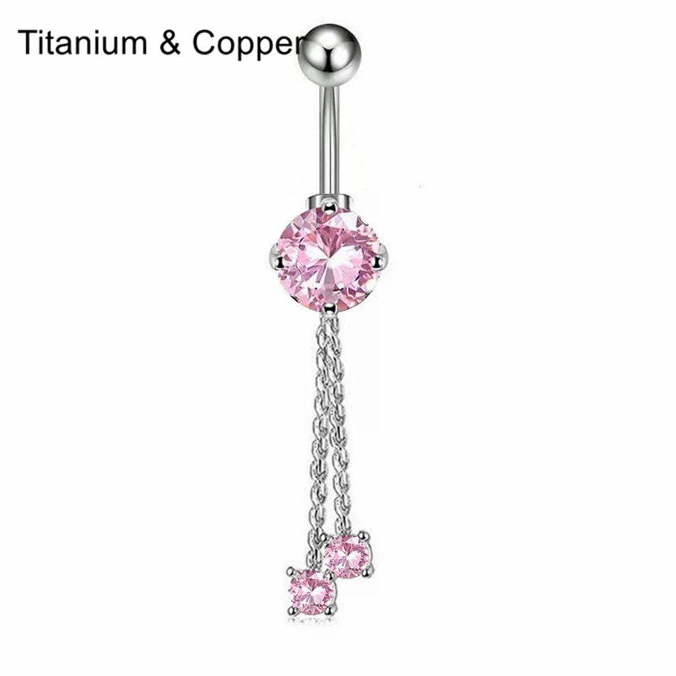 Pink CZ Belly Button Rings Dan - Belly Bar Titanium ulasan dan harga