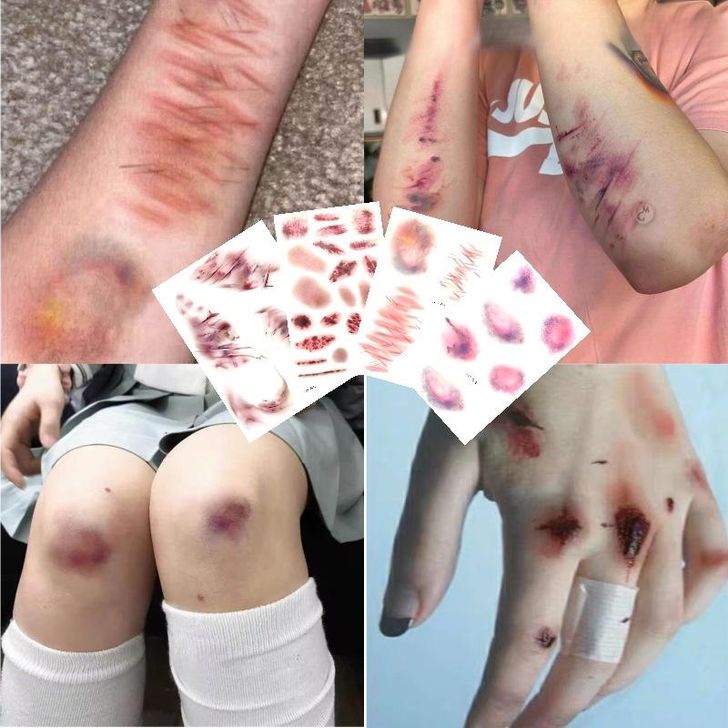 4 Sheets Halloween Wound Bruis - Body Jewelry Stickers ulasan dan harga