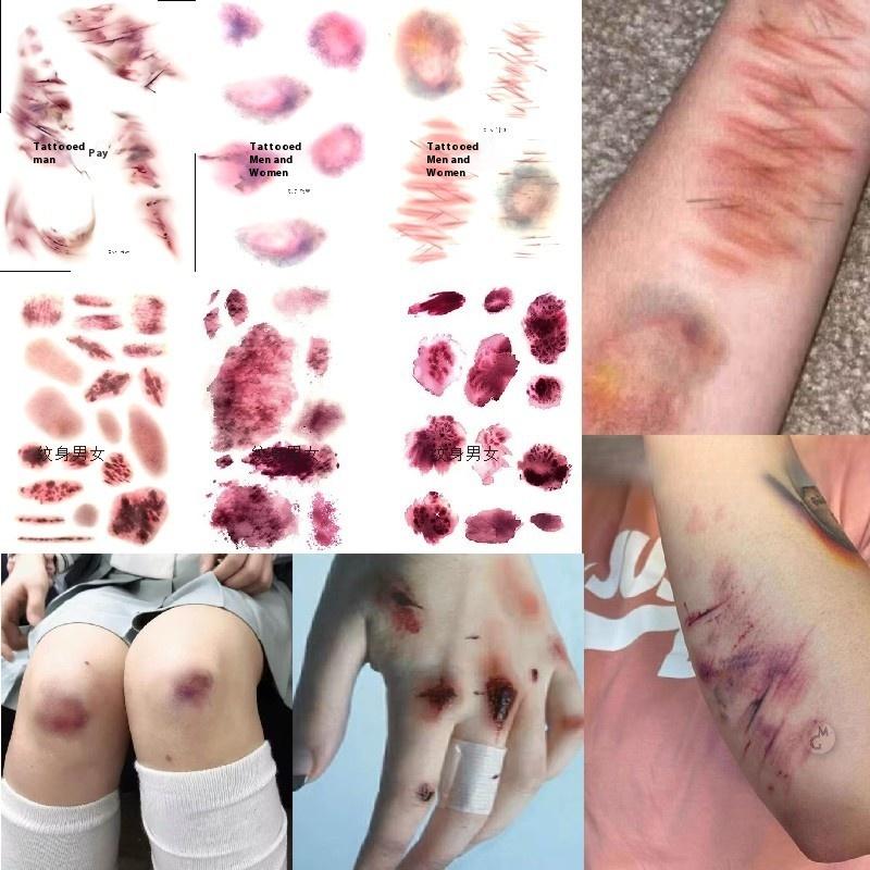 4 Sheets Halloween Wound Bruis - Body Jewelry Stickers ulasan dan harga