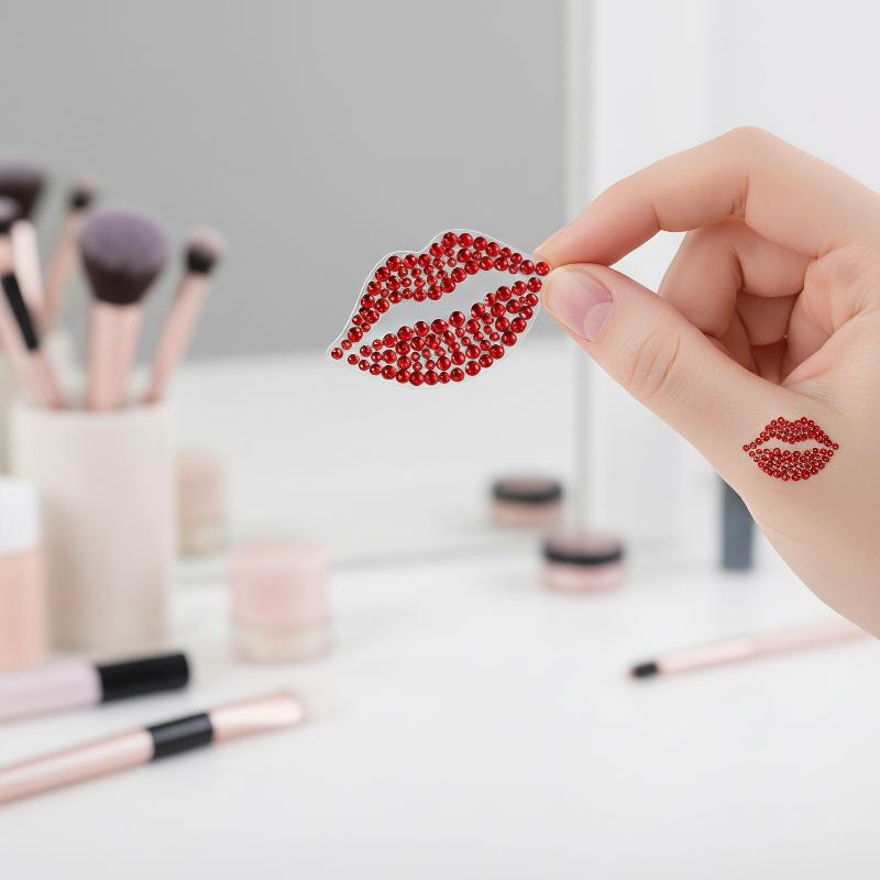 1 Sheet Realistic Red Kiss Lip - Body Jewelry Stickers ulasan dan harga