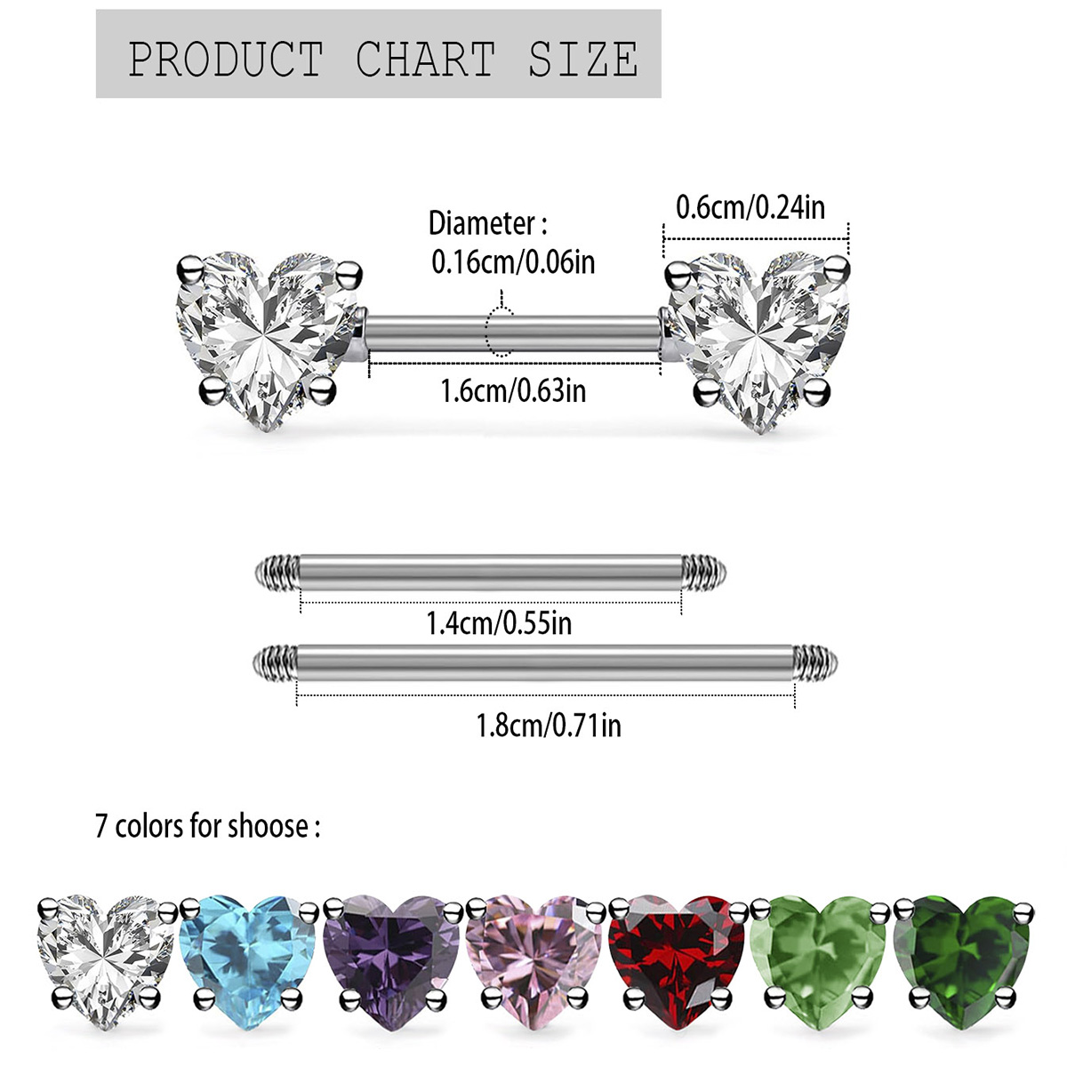 6 pcs Colored Heart-Shaped Cub - Belly Bar Titanium ulasan dan harga