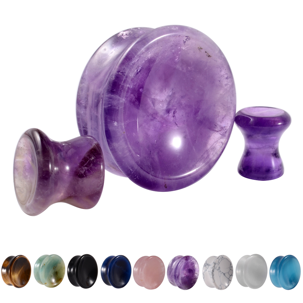 Pair Stone Ear Gauges Double F - Body Jewelry Ear Gauges ulasan dan harga